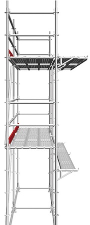 Layher Belgian masonry scaffolding with consoles and steel decks