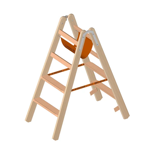 Dubbele Trap 1,15m 2x4 Treden Hout - 015f6ea8-f13b-40ea-a15c-b7cbaba87a1e