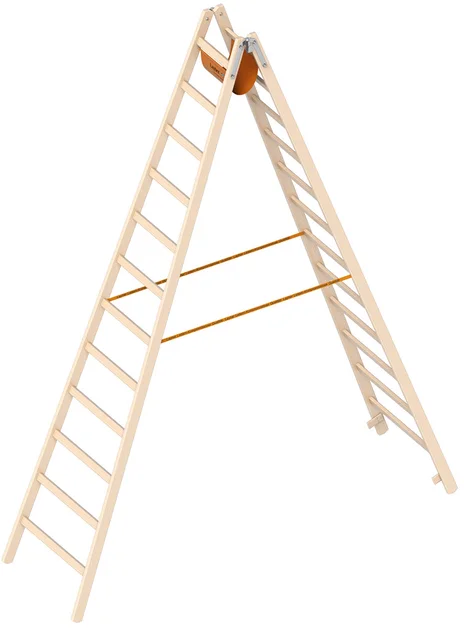 Dubbele Ladder 3,50m 2X12 Sporten Hout - 1176375e-dcd3-40e0-a2b3-4fecf74073fe