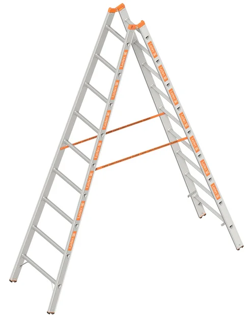 Dubbele Ladder 2,70m 2X9 Sporten Aluminium TOPIC 1039  - 2bd97bf4-57a7-4812-8d94-cebccf56d655