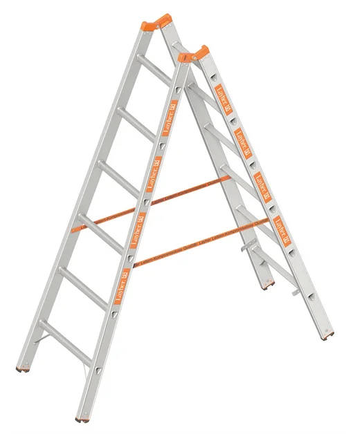 Dubbele Ladder 1,85m 2X6 Sporten Aluminium TOPIC 1039  - b554ba15-48ff-4504-b7c1-bb958bd0e4bd