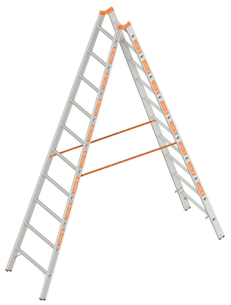 Dubbele Ladder 2,95m 2X10 Sporten Aluminium TOPIC 1039  - e25e3f1b-c1c0-4c40-b8d3-d41afac2dcb6