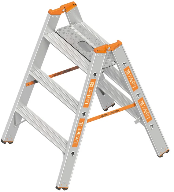 Zware Opstap 0,70m 2x3 Treden Aluminium met handvat TOPIC 1043.3 - f27aac89-1f2b-4493-be20-74d157099e95