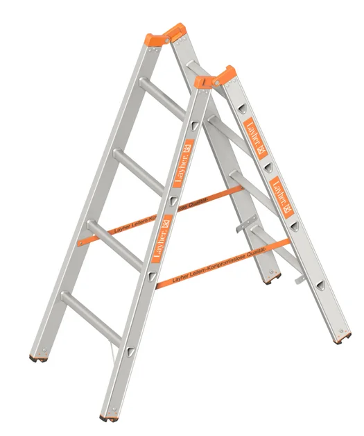 Dubbele Ladder 1,30m 2X4 Sporten Aluminium TOPIC 1039  - f54f84f6-af67-4916-a5bd-042f1a02c87e