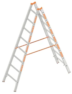 Dubbele Aluminium Ladder 2x8 Sporten – 2,40 Meter