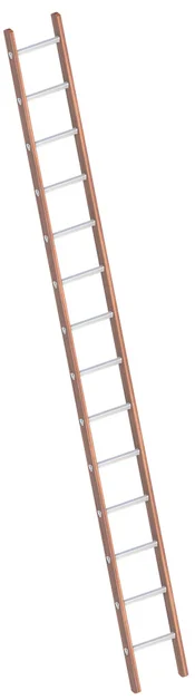 Enkele Bouwladder 4,05m Hout met 14 Aluminium Sporten - 00fefaad-544e-45d4-9cc0-ecb0124473b6