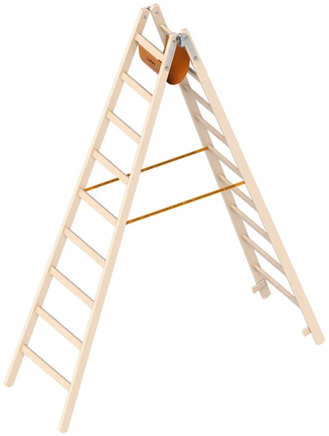 Dubbele Ladder 2,65m 2X9 Sporten Hout - 3708274d-1a8f-4f26-b899-b8db668f64cb