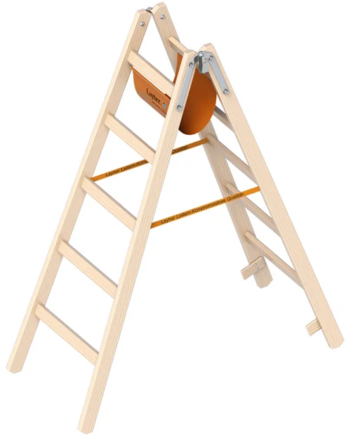 Dubbele Ladder 1,55m 2X5 Sporten Hout - 4b10143e-1d02-407b-812f-ab63ef1635b3