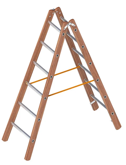 Dubbele Bouwladder 1,80m Hout met 2X6 Aluminium Sporten - 4d541d1e-9518-49f8-b6ac-04f7e46ad666