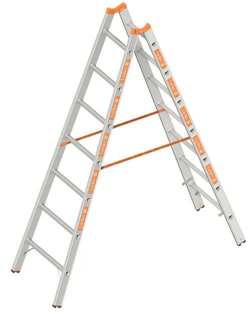 Dubbele Ladder 2,10m 2X7 Sporten Aluminium TOPIC 1039  - 7de859a2-1710-4f00-a71b-9aec93301c1c