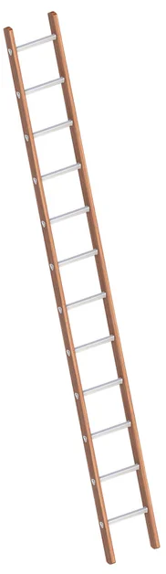 Enkele Bouwladder 3,50m Hout met 12 Aluminium Sporten - 81dbfd0a-5de6-4fc5-82c3-d13dde669922