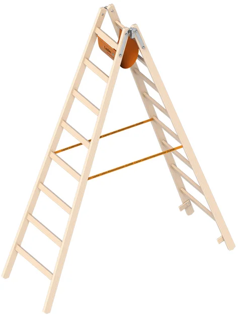 Dubbele Ladder 2,35m 2X8 Sporten Hout - ed298762-f775-4804-b105-8ea2c3b1124b